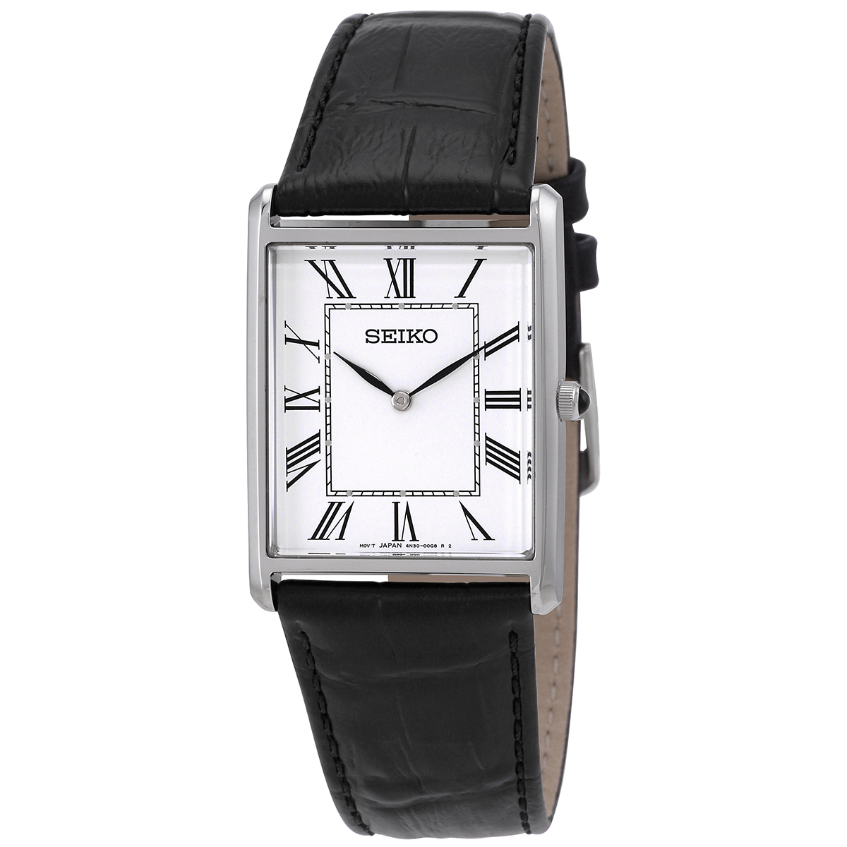 seiko essentials quartz white dial black leather men's watch swr049 seiko essentials quartz white dial black leather men's watch swr049