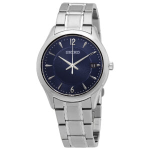 Home seiko essentials quartz blue dial stainless steel men's watch sur419