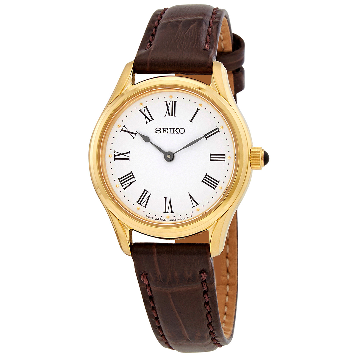 seiko quartz white dial brown leather ladies watch swr072p1 seiko quartz white dial brown leather ladies watch swr072p1
