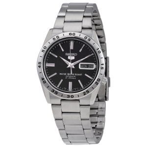 Home seiko 5 automatic black dial men's watch snke01k1