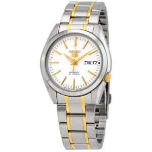 seiko 5 automatic white dial men's watch snkl47j1