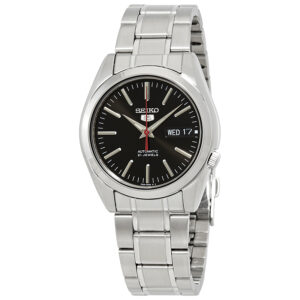 Home seiko series 5 automatic black dial men's watch snkl45