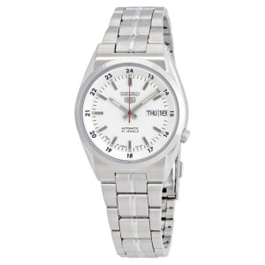 Home seiko series 5 automatic date day white dial men's watch snk559j1