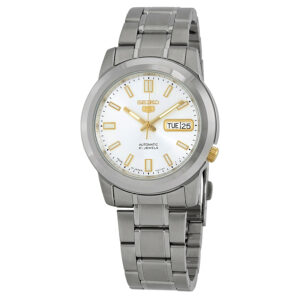 Home seiko series 5 automatic date day silver dial men's watch snkk09j1