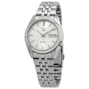 seiko series 5 automatic silver dial men's watch snk355k