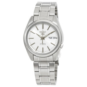 Home seiko series 5 automatic white dial men's watch snkl41