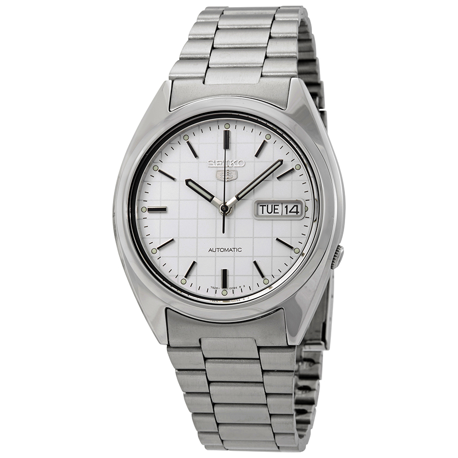 seiko series 5 automatic white grid dial men's watch snxf05 seiko series 5 automatic white grid dial men's watch snxf05