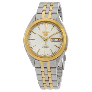 seiko silver dial two tone men's watch snkl24