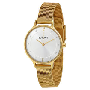 Home skagen anite silver dial gold tone mesh ladies watch skw2150