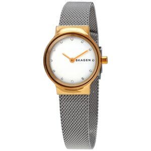 Home skagen freja white dial stainless steel mesh ladies watch skw2666