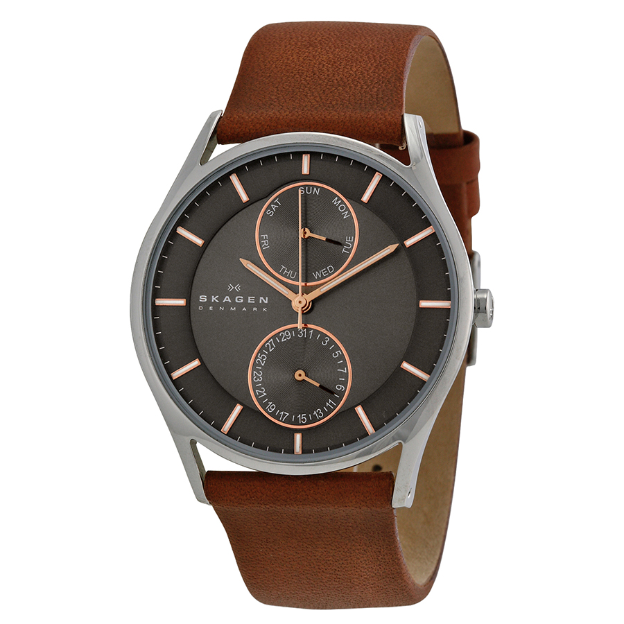 skagen holst charcoal dial brown leather men's watch skw6086 skagen holst charcoal dial brown leather men's watch skw6086