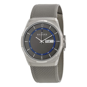 skagen melbye grey dial stainless steel mesh men's watch skw6078