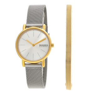 Home skagen signatur lille quartz white dial ladies watch and bracelet set skw3153set