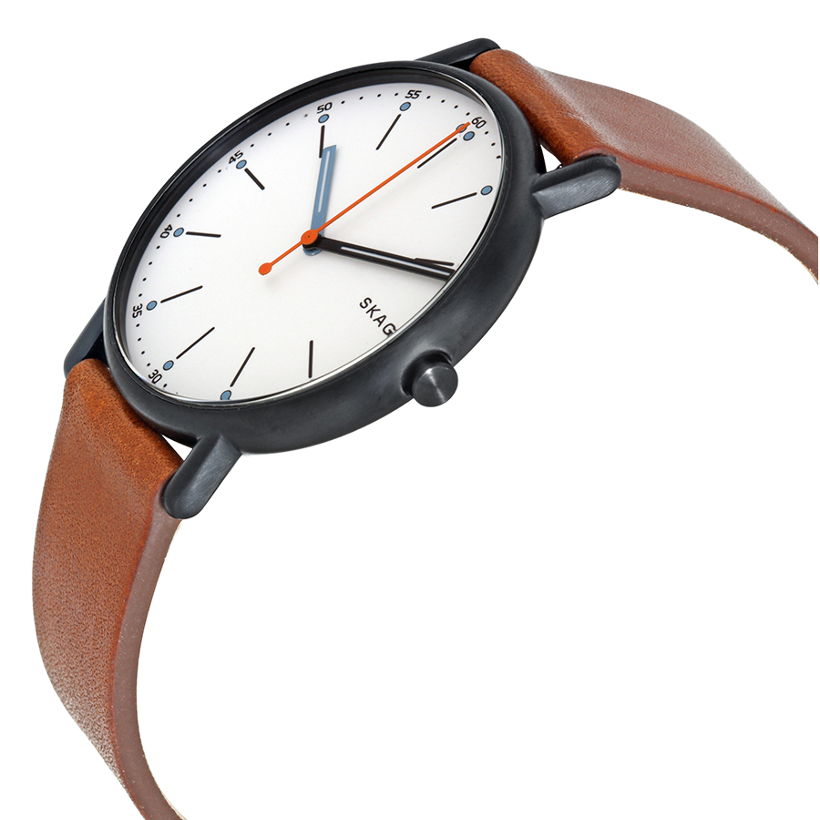 skagen signature diamond white dial brown leather men's watch skw6374 skagen signature diamond white dial brown leather men's watch skw6374