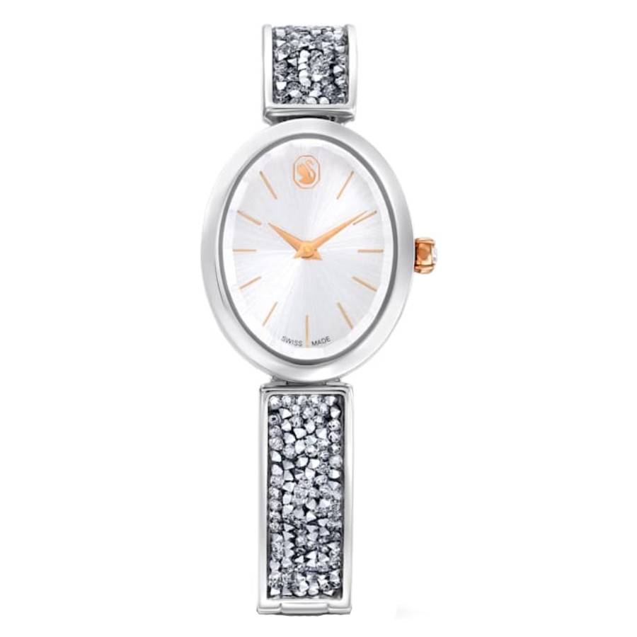 swarovski crystal rock oval quartz white dial ladies watch 5656878 swarovski crystal rock oval quartz white dial ladies watch 5656878