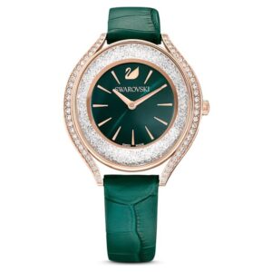 swarovski crystalline aura quartz green dial ladies watch 5644078