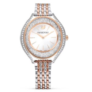 Home swarovski crystalline aura quartz white dial two tone ladies watch 5644075