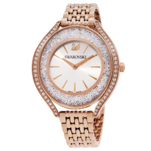 Home swarovski crystalline aura quartz white silver dial ladies watch 5519456