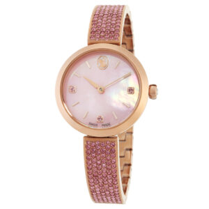 swarovski illumina quartz pink mother of pearl dial ladies watch 5678756