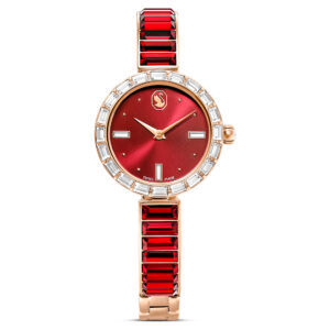 Home swarovski matrix bangle quartz crystal red dial ladies watch 5690811
