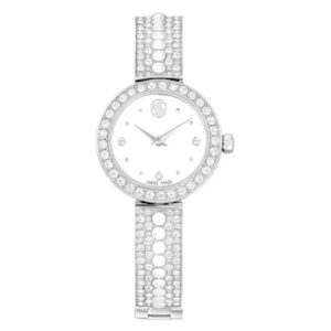 Home swarovski matrix pearl bangle quartz crystal silver dial ladies watch 5743680