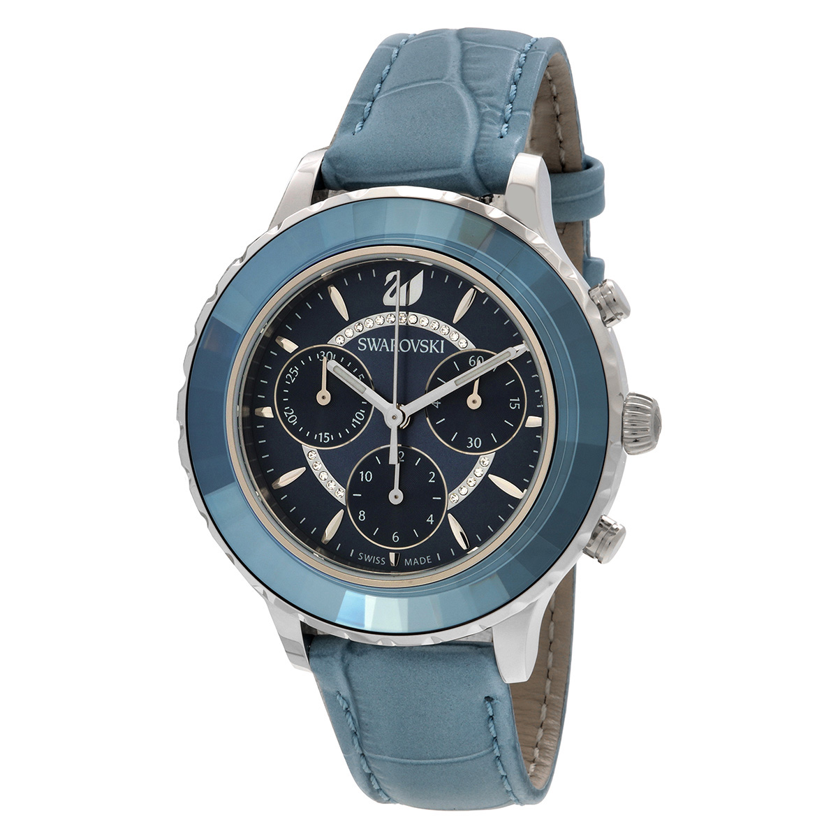 swarovski octea lux chrono chronograph quartz blue dial ladies watch 5580600 swarovski octea lux chrono chronograph quartz blue dial ladies watch 5580600