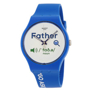 swatch fathers day quartz white dial men's watch so29z704