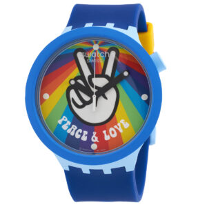 swatch pride peace hand love quartz men's watch sb03n105