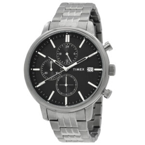 Home timex chicago chronograph quartz black dial men's watch tw2v01600