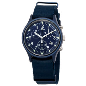 Home timex mk1 chronograph quartz blue dial men's watch tw2r67600