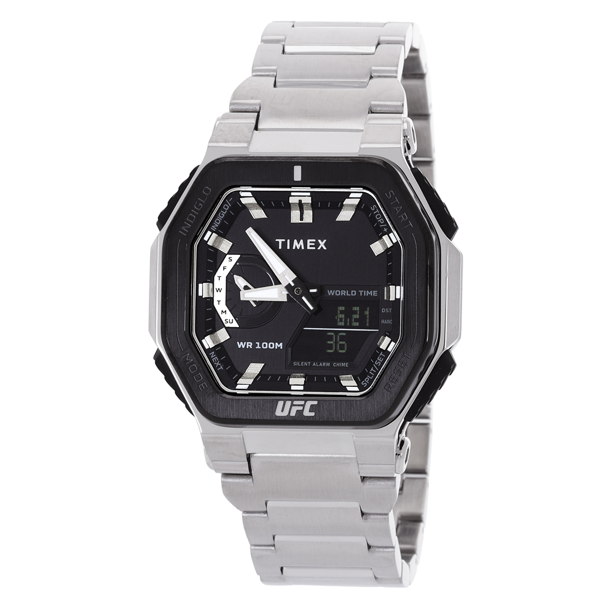 timex ufc colossus alarm world time quartz analog digital black dial men's watch tw2v84600 timex ufc colossus alarm world time quartz analog digital black dial men's watch tw2v84600