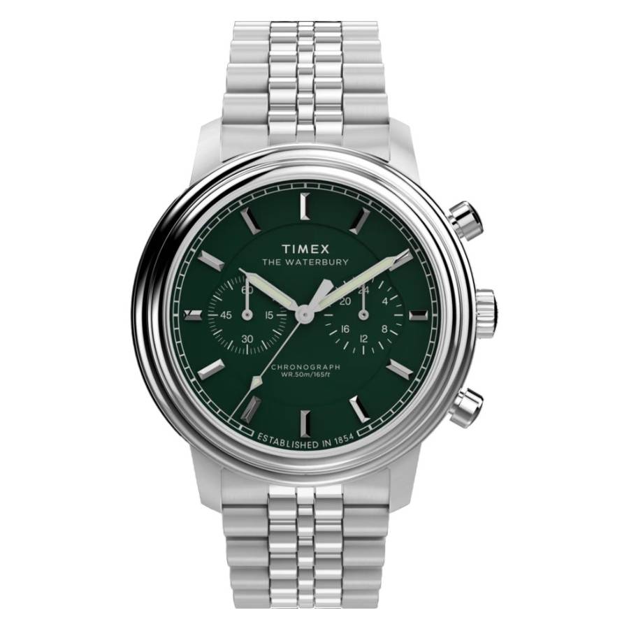 timex waterbury metropolitan chronograph quartz green dial men's watch tw2y23600 timex waterbury metropolitan chronograph quartz green dial men's watch tw2y23600