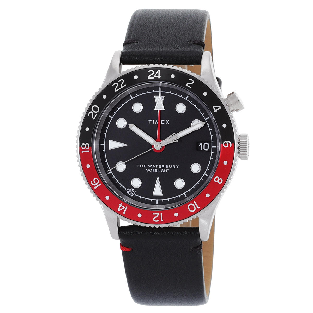 timex waterbury traditional gmt quartz black dial coke bezel men's watch tw2w22800 timex waterbury traditional gmt quartz black dial coke bezel men's watch tw2w22800