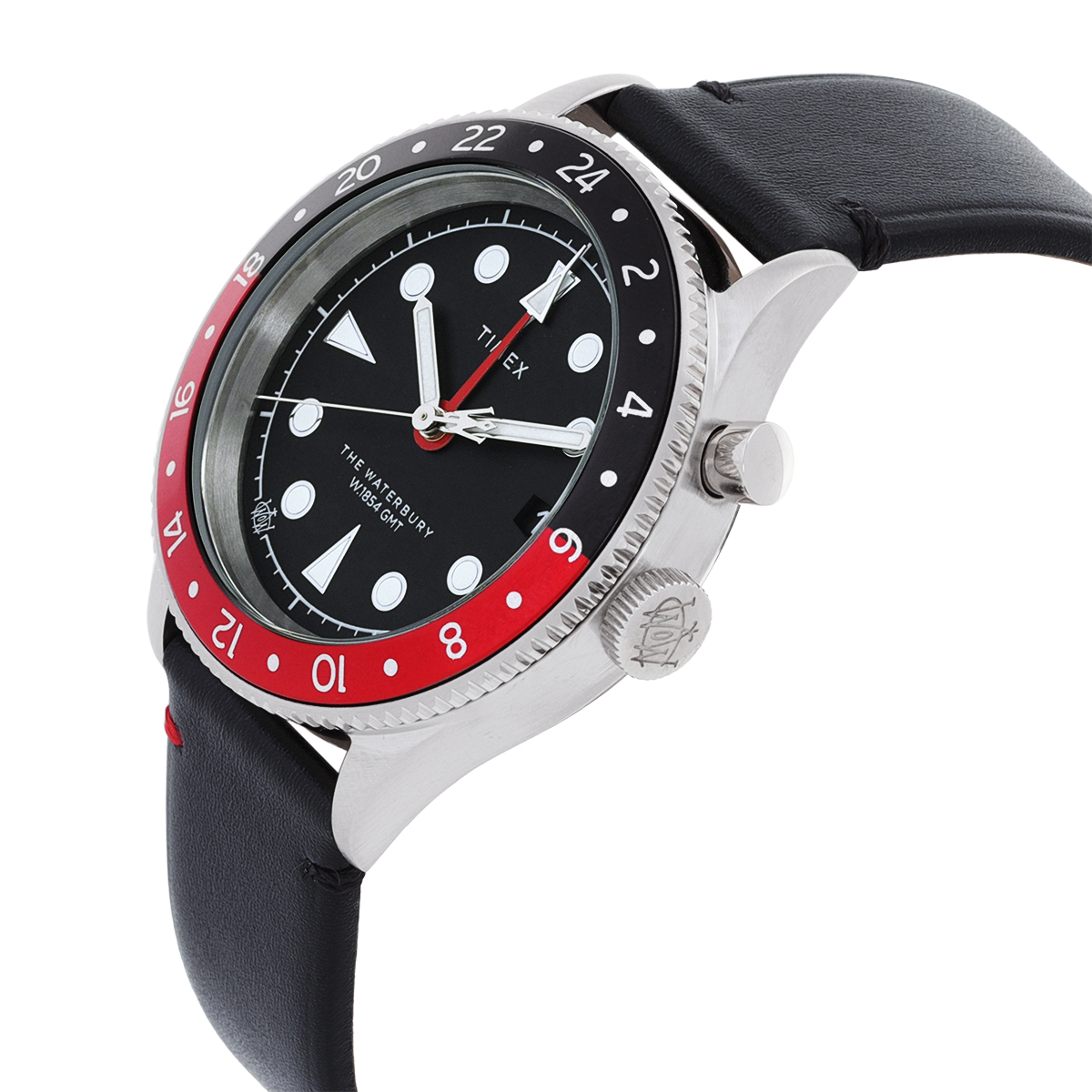 timex waterbury traditional gmt quartz black dial coke bezel men's watch tw2w22800 timex waterbury traditional gmt quartz black dial coke bezel men's watch tw2w22800