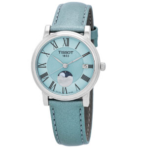 Home tissot carson moon phase quartz light blue dial ladies watch t122.223.16.353.00