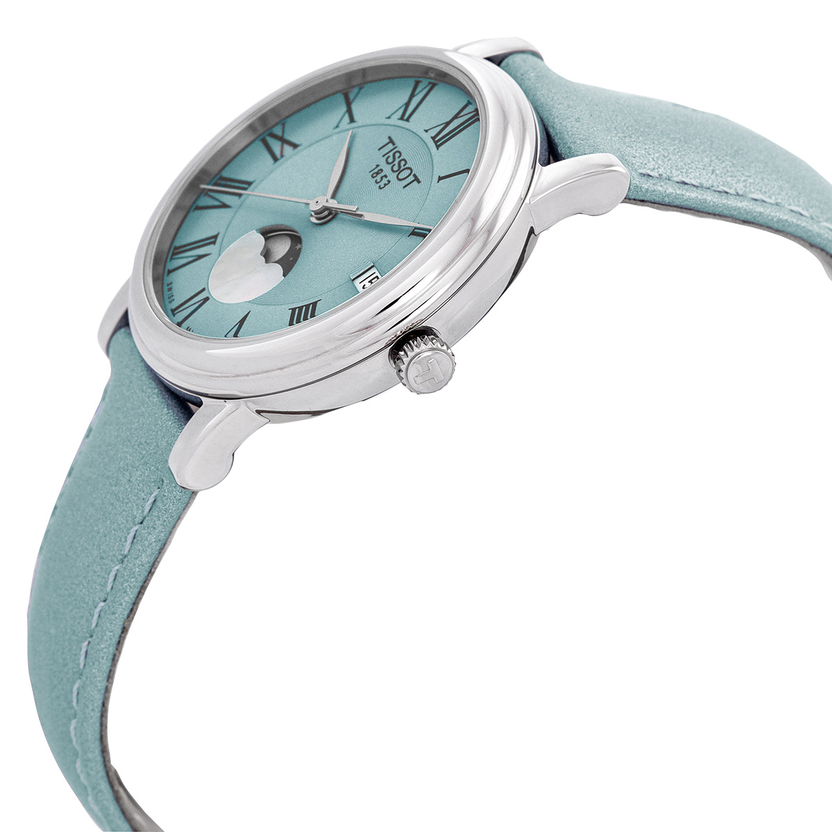 tissot carson moon phase quartz light blue dial ladies watch t122.223.16.353.00 tissot carson moon phase quartz light blue dial ladies watch t122.223.16.353.00