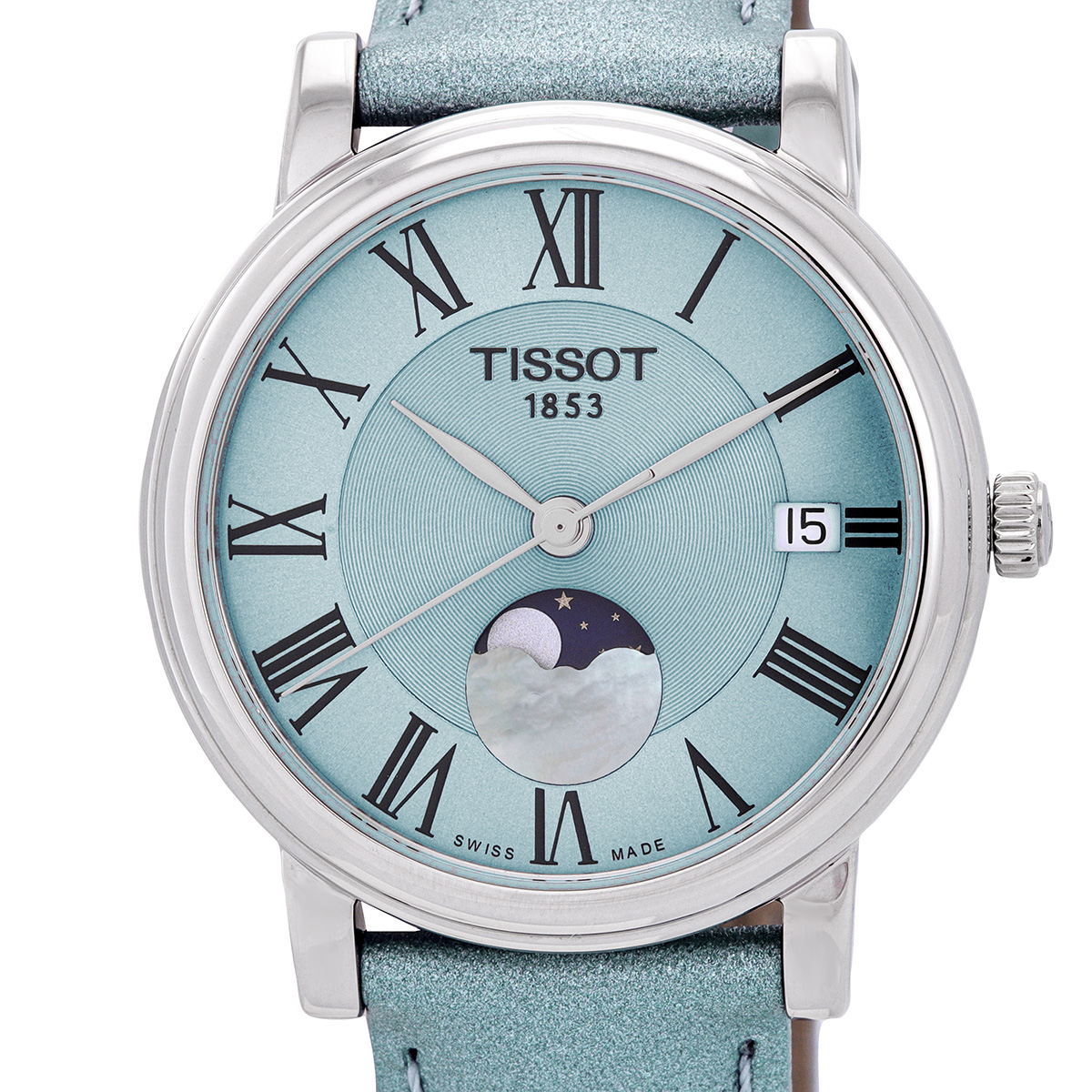 tissot carson moon phase quartz light blue dial ladies watch t122.223.16.353.00 tissot carson moon phase quartz light blue dial ladies watch t122.223.16.353.00