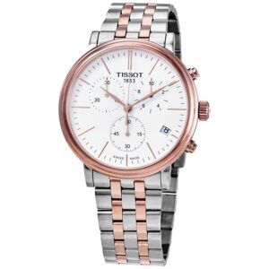 tissot carson premium chronograph quartz white dial watch t122.417.22.011.00