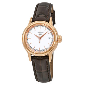 Home tissot carson white dial brown leather ladies watch t0852103601100