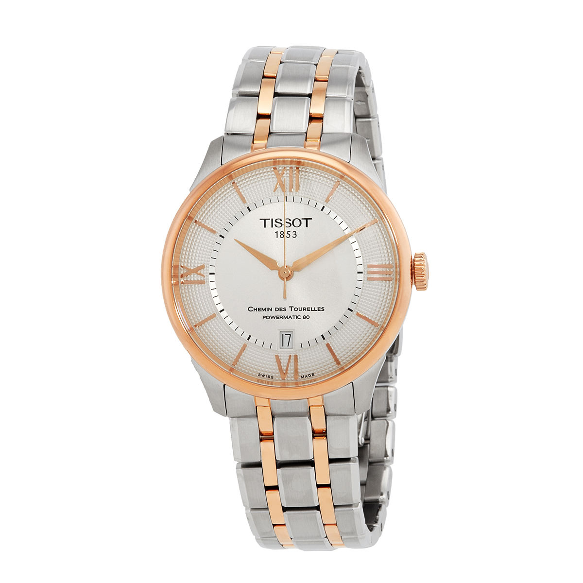 tissot chemin des tourelles automatic silver dial two tone men's watch t1398072203800 tissot chemin des tourelles automatic silver dial two tone men's watch t1398072203800