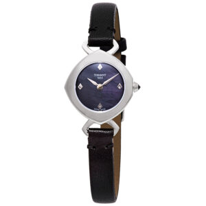 tissot femini t mother of pearl dial ladies black leather watch t113.109.16.126.00