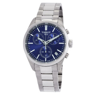 tissot pr 100 chronograph quartz blue dial men's watch t1504171104100