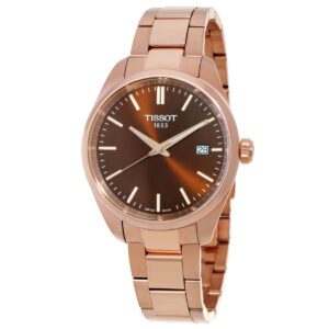 tissot pr 100 quartz brown dial ladies watch t1502103329100