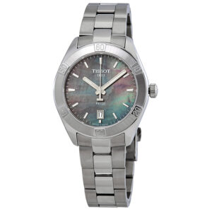 tissot pr 100 sport chic black mother of pearl dial ladies watch t101.910.11.121.00