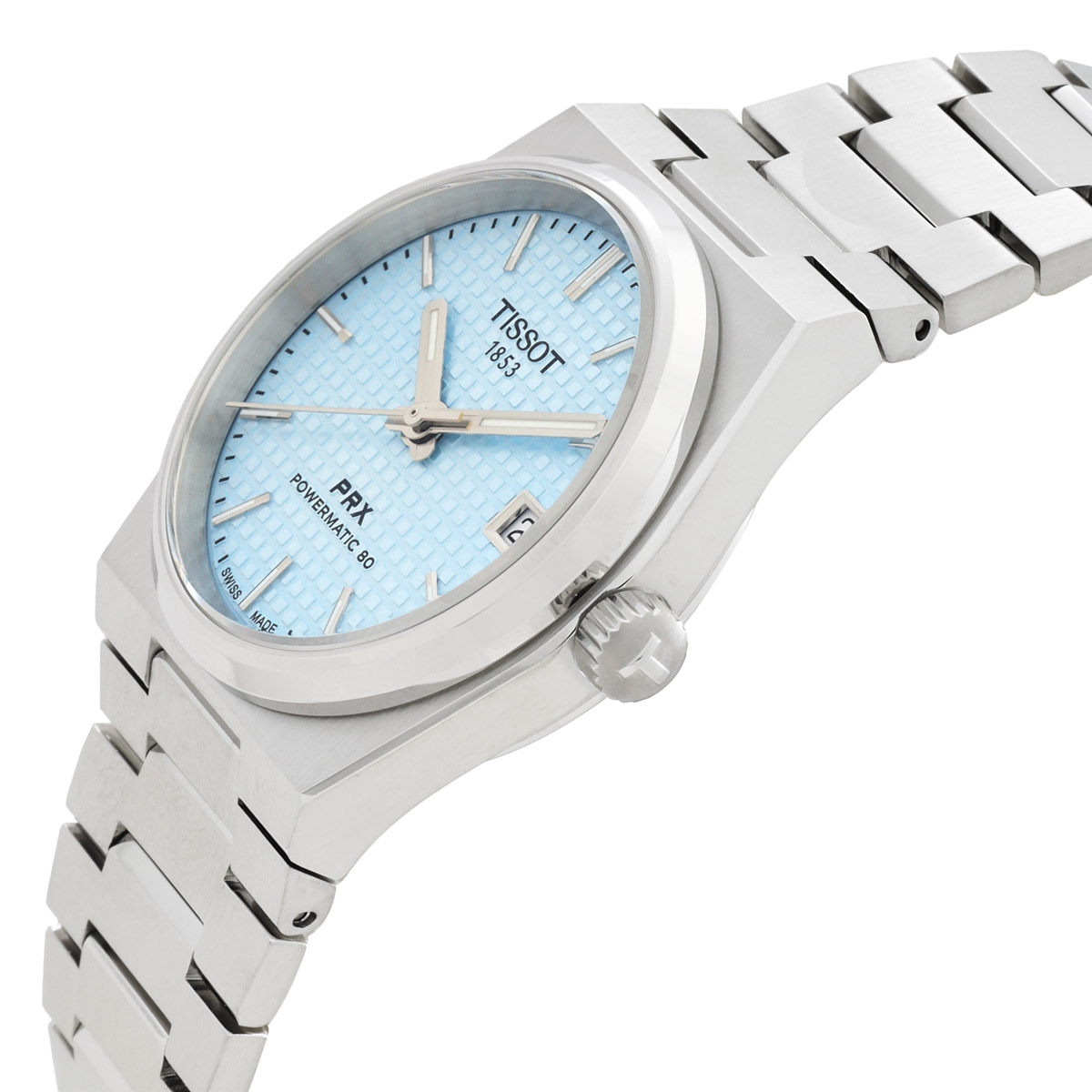 tissot prx powermatic 80 automatic ice blue dial ladies watch t1372071135100 tissot prx powermatic 80 automatic ice blue dial ladies watch t1372071135100