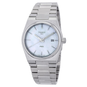 tissot prx quartz white mother of pearl dial ladies watch t1372101111100