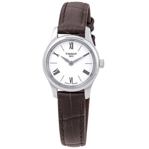 tissot tradition 5.5 white dial brown leather ladies watch t063.009.16.018.00