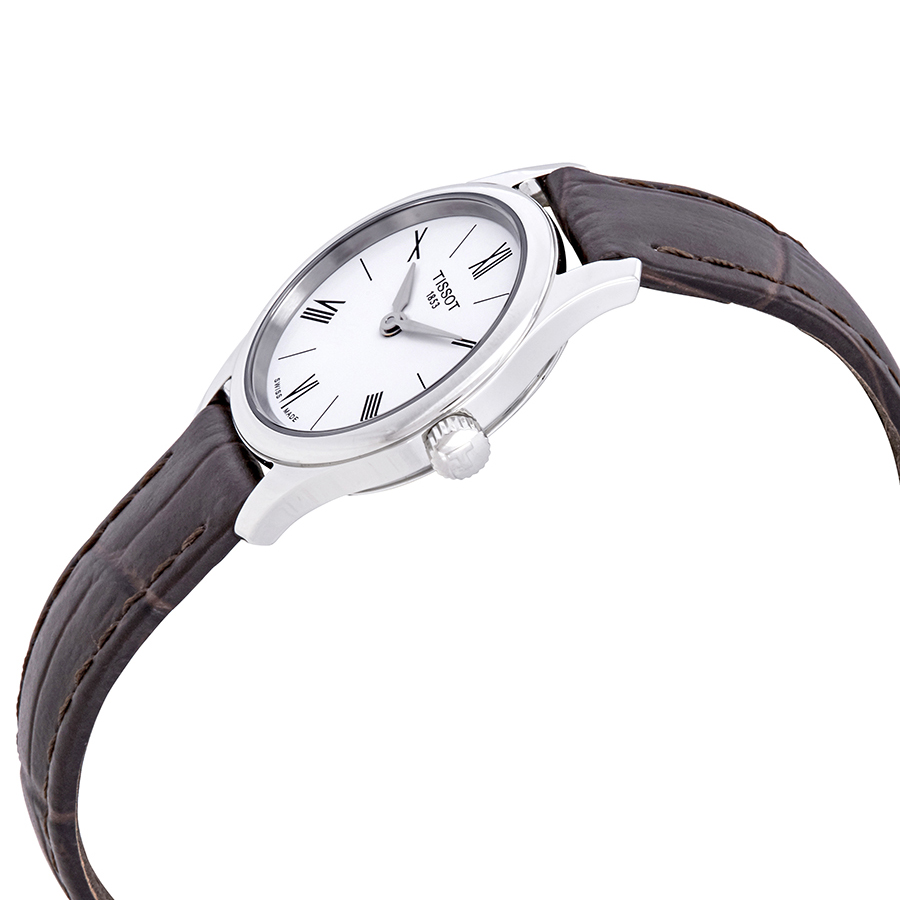 tissot tradition 5.5 white dial brown leather ladies watch t063.009.16.018.00 tissot tradition 5.5 white dial brown leather ladies watch t063.009.16.018.00