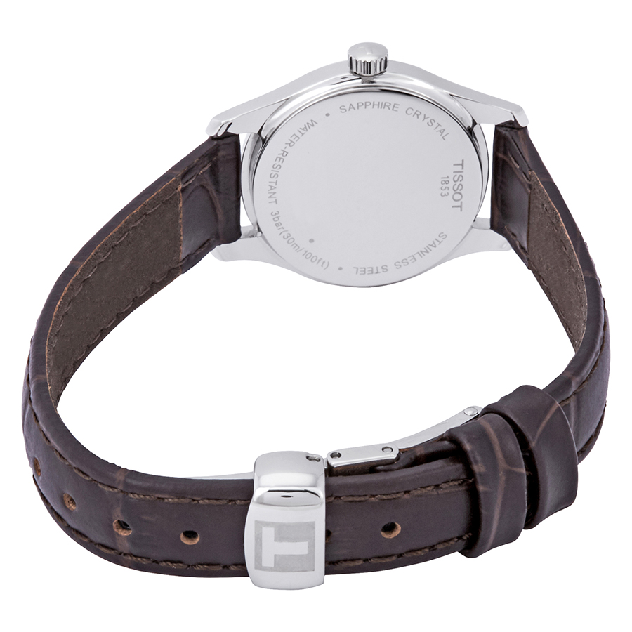 tissot tradition 5.5 white dial brown leather ladies watch t063.009.16.018.00 tissot tradition 5.5 white dial brown leather ladies watch t063.009.16.018.00