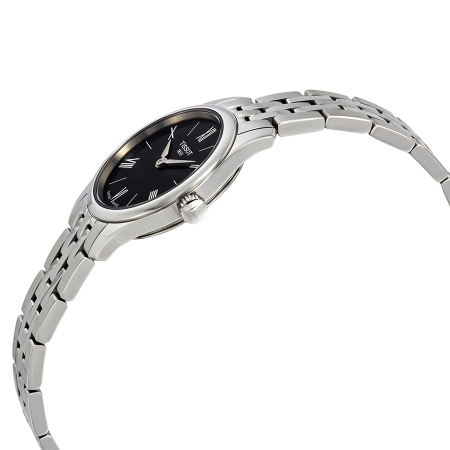 tissot tradition black dial stainless steel ladies watch t063.009.11.058.00 tissot tradition black dial stainless steel ladies watch t063.009.11.058.00
